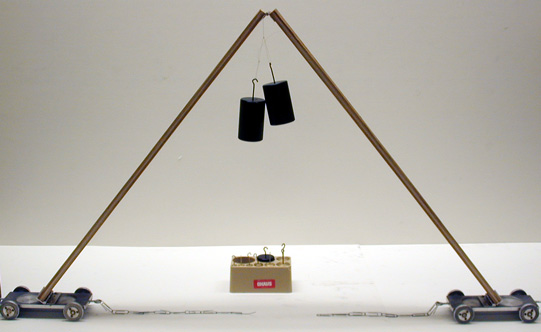 Hinge on Roller Skates, rods, string, paperclip chain, mass set.