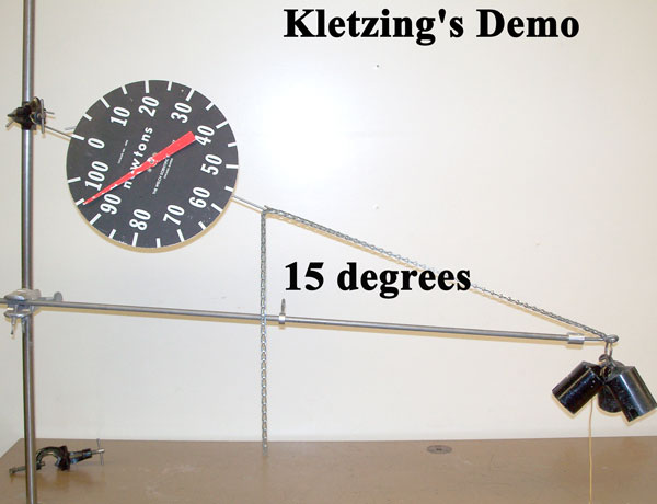 crane boom demo, showing 15 degrees 