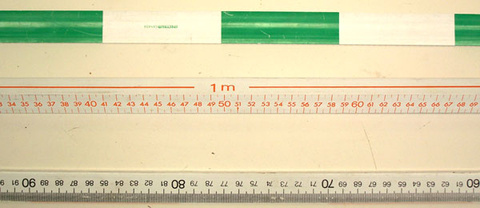 close-up of three-meter sticks