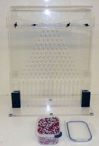 Acrylic Peg Unit that is a Gaussian probability curve demonstrator, Styrofoam Glitter Beads