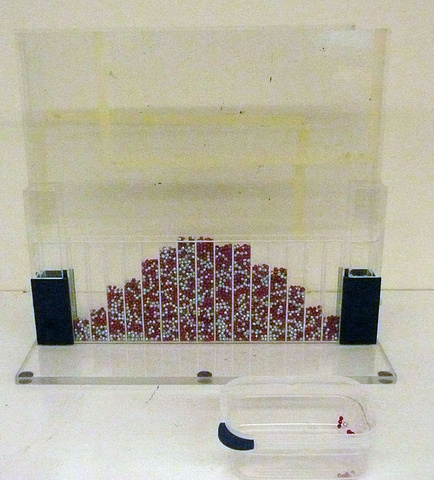 Acrylic Peg Unit (Gaussian probability curve demonstrator) filled with beads, container