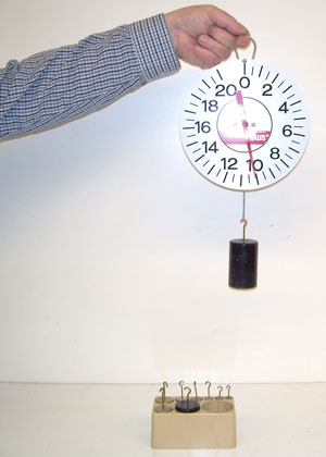 holding a spring scale, spring, large mass