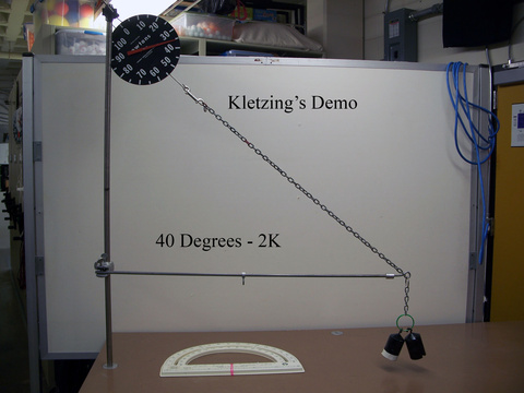 crane boom demo with protractor, showing 40 degrees with 2K
