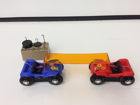  Cars connected using Plexiglass and Weights