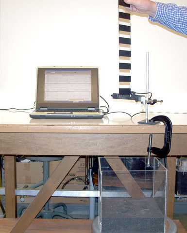 laptop and interface, Photogate, picket fence, clamp