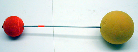 large light weight ball and small heavy ball