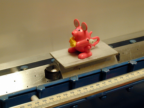 jumping mouse figure on an air track