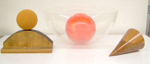 Cone, Plexiglas Bowl, Bowling Ball, Inverted Curved Block, Ball with Offset Center of Mass