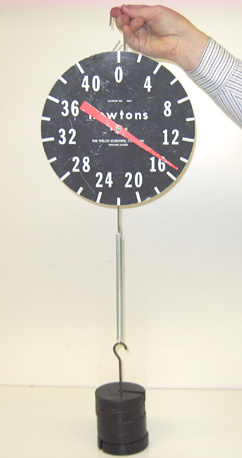 holding a spring scale, spring, large mass