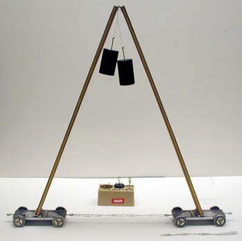 Hinge on Roller Skates, rods, string, paperclip chain, mass set.