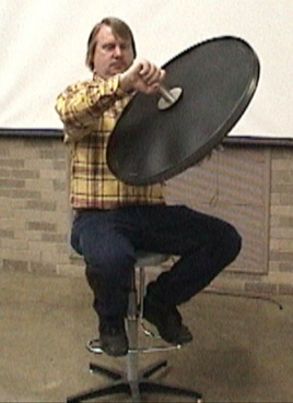 Spinning Footstool and Bicycle Wheel with Weighted Rim
