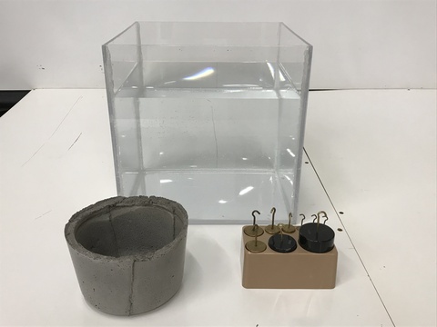 Plexiglas water tank, boat mold, aluminum blocks  