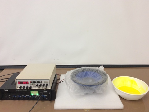 Set up for Cornstarch on a Speaker demo
