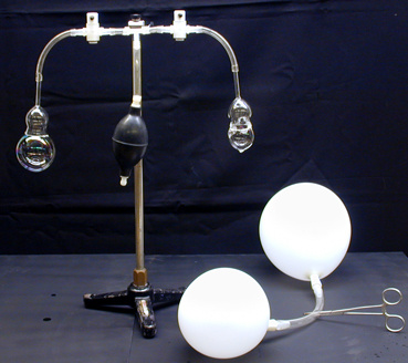 Double Bubble Apparatus, Tygon tube with Helium balloons, Hemostat