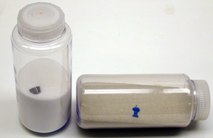 Centrifuge Bottle with Salt or Fine Sand, Steel Nut, and Plastic Stick Pins