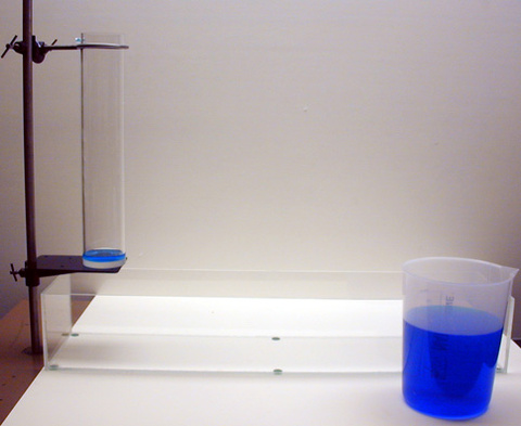 Plexiglas Column, Catch Basin, and Large Beaker with Water 