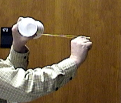 Rubber Band Chain and 2 Styrofoam Cups Taped Together at the Bottoms