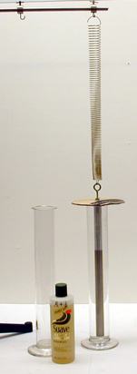 Aluminum Rod Weight on Linear Spring, Tall Glass Cylinders, Water