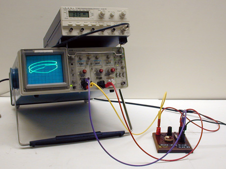 oscilloscope, chaos with a diode circuit board