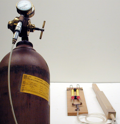 Organ pipes and slide whistles, and helium tank