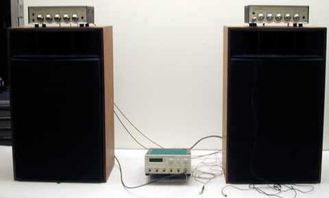 2 large speakers, amplifier, wave generator