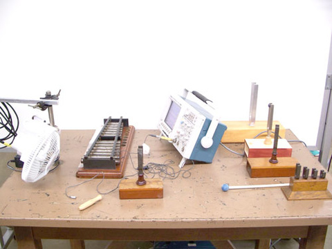 Oscilloscope, Microphone, Tuning Forks, Ultrasonic Rods, and Fan