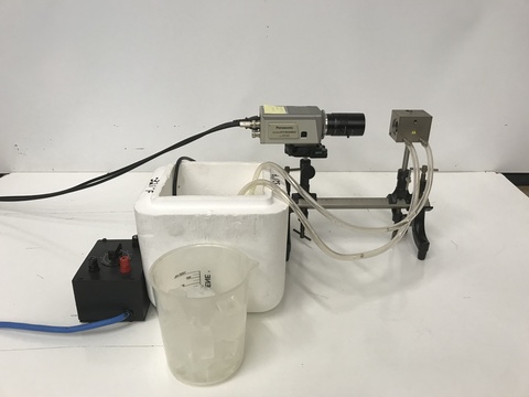 Critical Temperature Cell, Hot Water, Ice, Thermometer, Camera