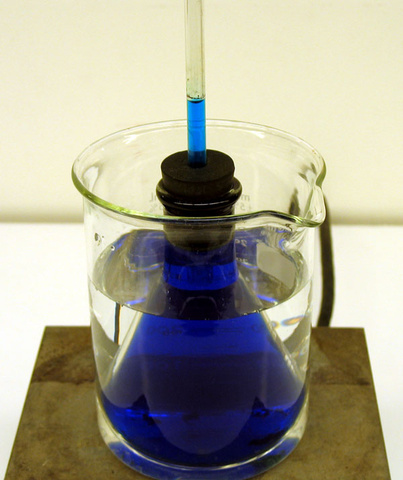 Beaker with water and flask