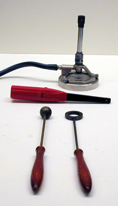 Ball and Ring Sets (2), Gloves, Bunsen Burner, and Grill Lighter.