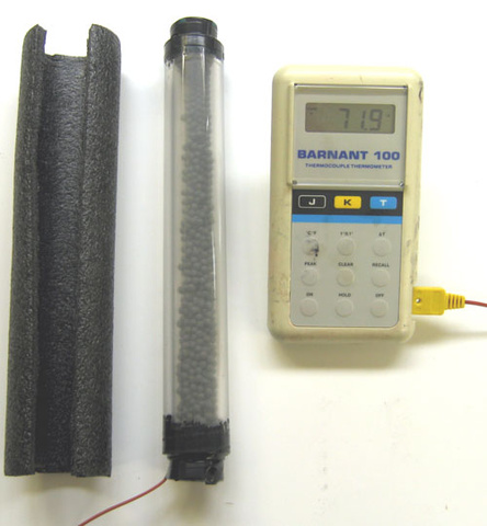 Thermometer, Lead Bean Bags, Sealed Tubes with Lead