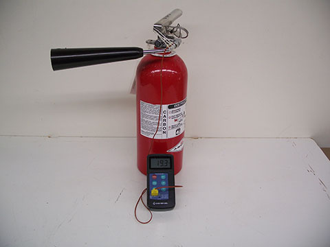 Thermometer with Bead Thermocouple and Fire Extinguisher