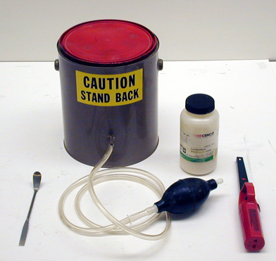 lighter, tubing, equipment for dust explosions demo