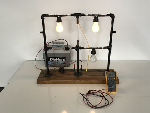 John Prineas - Three 50 Watt bulbs bottom bulb disconnected