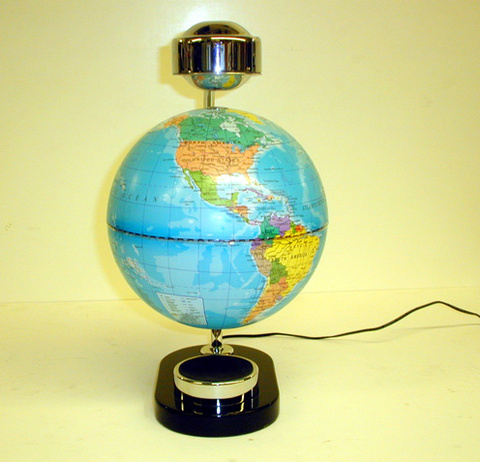 Levitating world globe