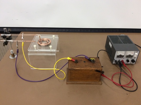Induction Coil, Round Electrodes, Magnet in Stand, 12 Volt Power supply