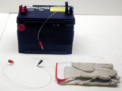 12 volt Car Battery, Thin Soft Wire