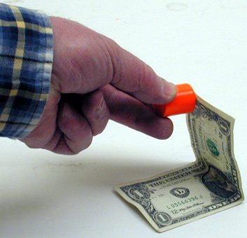 Large Neodymium-Iron-Boron magnet, U.S. paper money