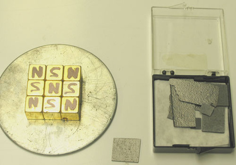 Neodymium magnets, 1 x 6 x 6mm graphite squares