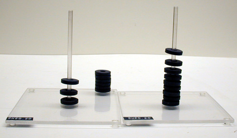 Radio Shack magnetic disks, Plexiglas rod stands