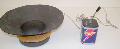 Speaker magnet assembly, speaker coil/cone assembly, 6 volt battery