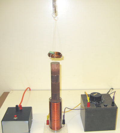 Car Battery, 40 amp power supply, coil with attached capacitor, spring