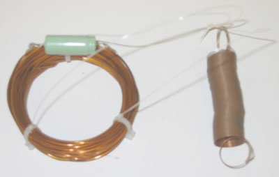 coil with attached capacitor, spring