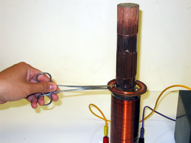 Electromagnet Coil, Iron Cores, Variac, Ring with groove