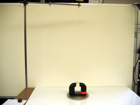 Horseshoe magnet, suspended rings, turntable