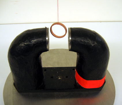Horseshoe magnet, suspended rings, turntable
