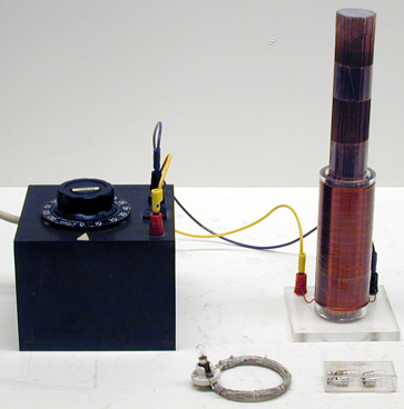 Electromagnet Coil with Iron Core, Variac, and Coil with Light