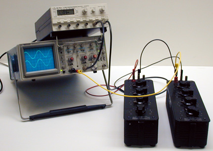 Resistor Boxes (2), Wave Generator (Wavetek), Oscilloscope