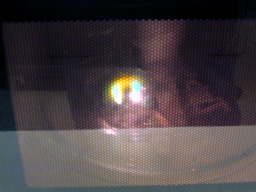 Microwave Oven, Neon Light Array, Styrofoam Cup with Water