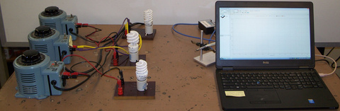 Computer, Ocean Optics Spectrometer, CFL light bulbs - 2700K, 5000K, 6500K, and Variacs.
