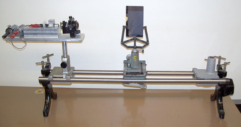 Laser with diffusing lens, front surface mirror, screen